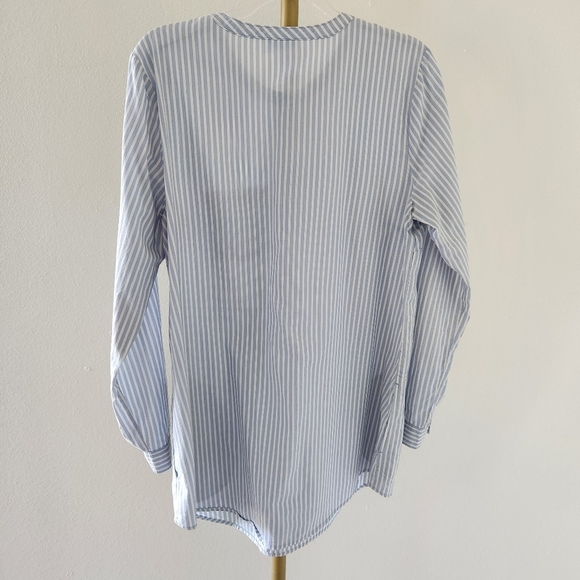 J. Jill Long Sleeve Tunic Top Womens Size Medium Tall Light Blue Striped - Picture 9 of 10